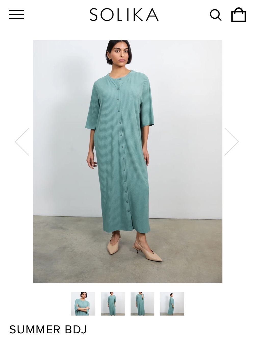 Solika Ribbed Button-Front Maxi Dress in Teal